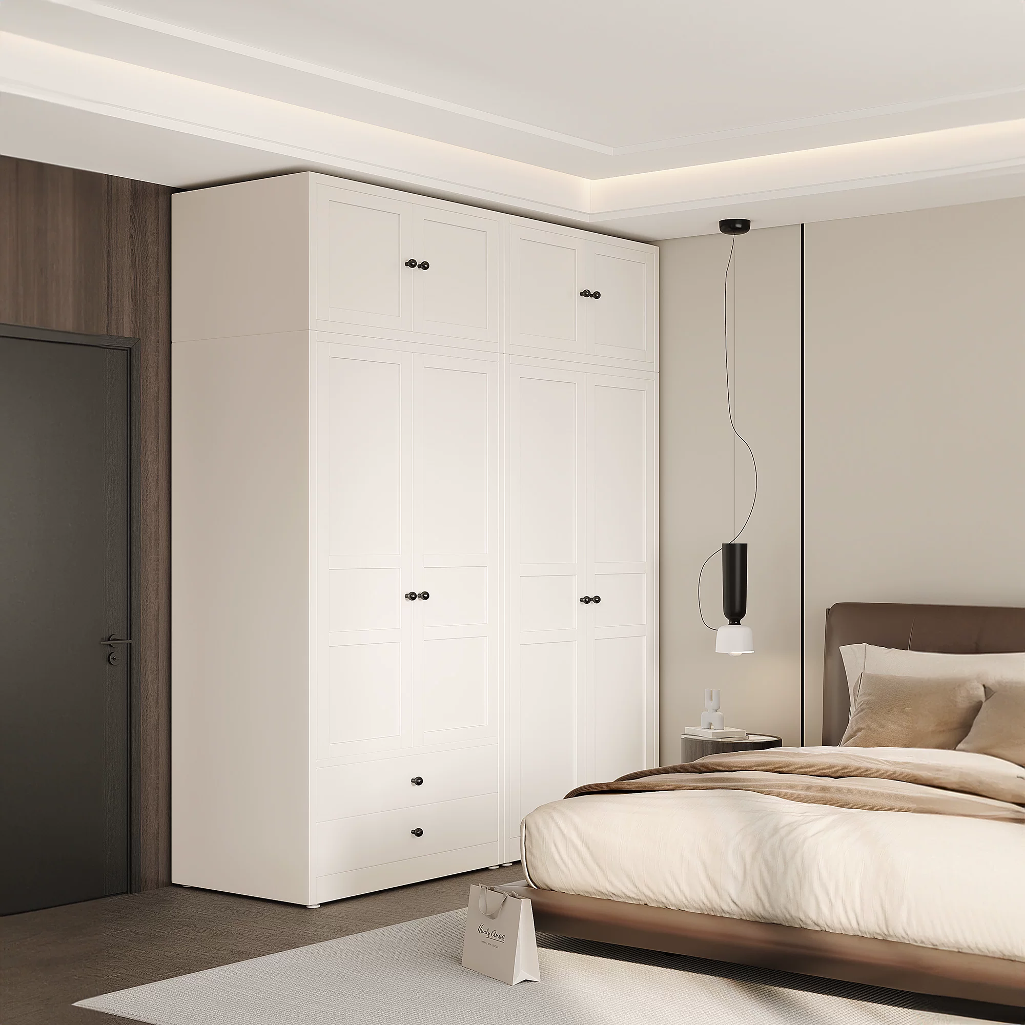 钢制更衣柜 轻奢家用钢制衣柜 儿童铁艺储物柜 意式极简卧室收纳