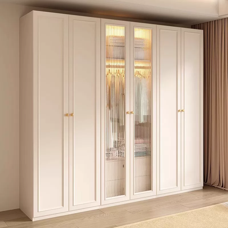 实木衣柜小户型家用柜子现代简约卧室通顶储物柜奶油风成品大衣橱