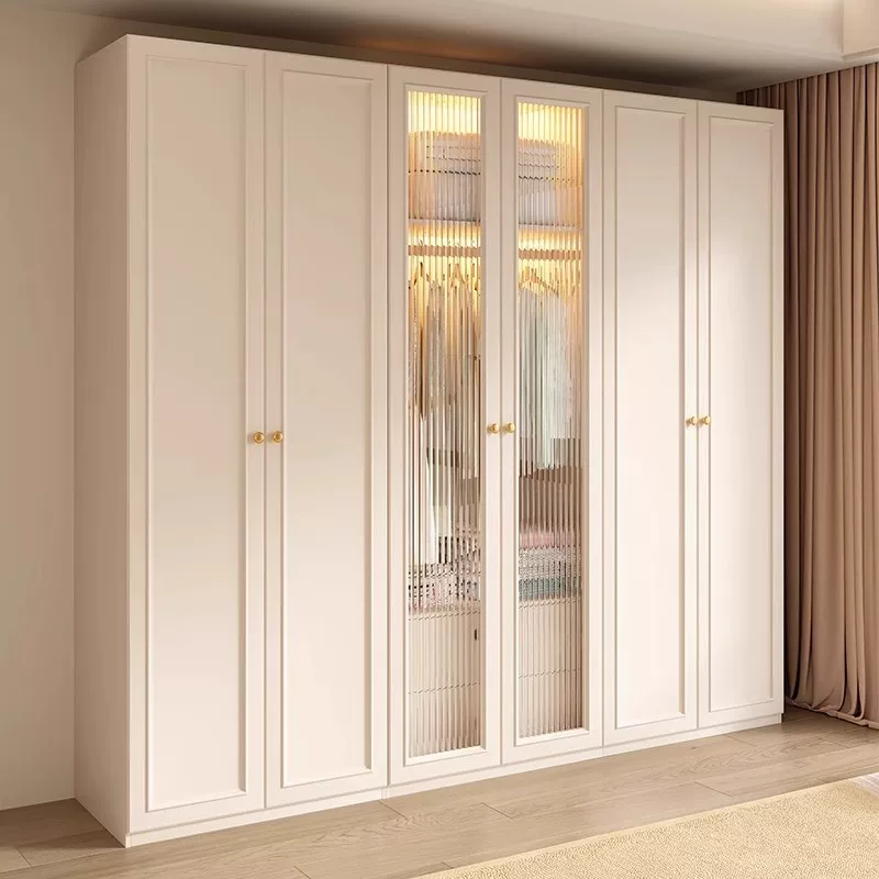 实木衣柜小户型家用柜子现代简约卧室通顶储物柜奶油风成品大衣橱