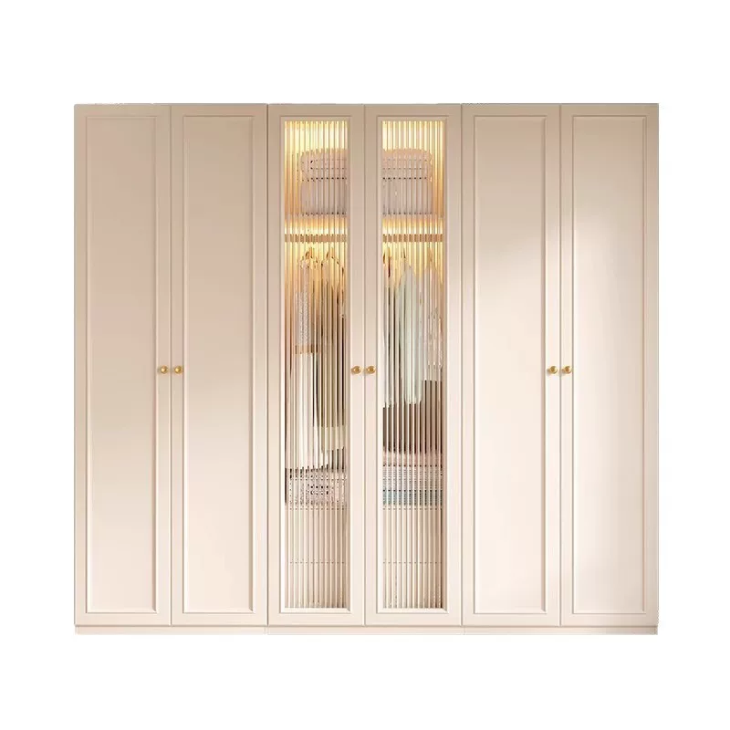 实木衣柜小户型家用柜子现代简约卧室通顶储物柜奶油风成品大衣橱