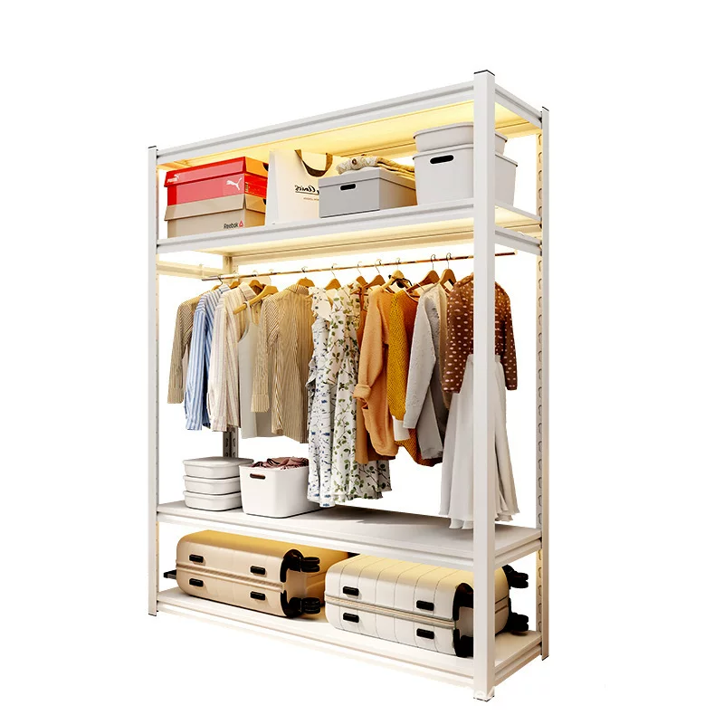 货架衣柜家用开放式挂衣架多层收纳置物架简易晾衣架室内落地衣橱