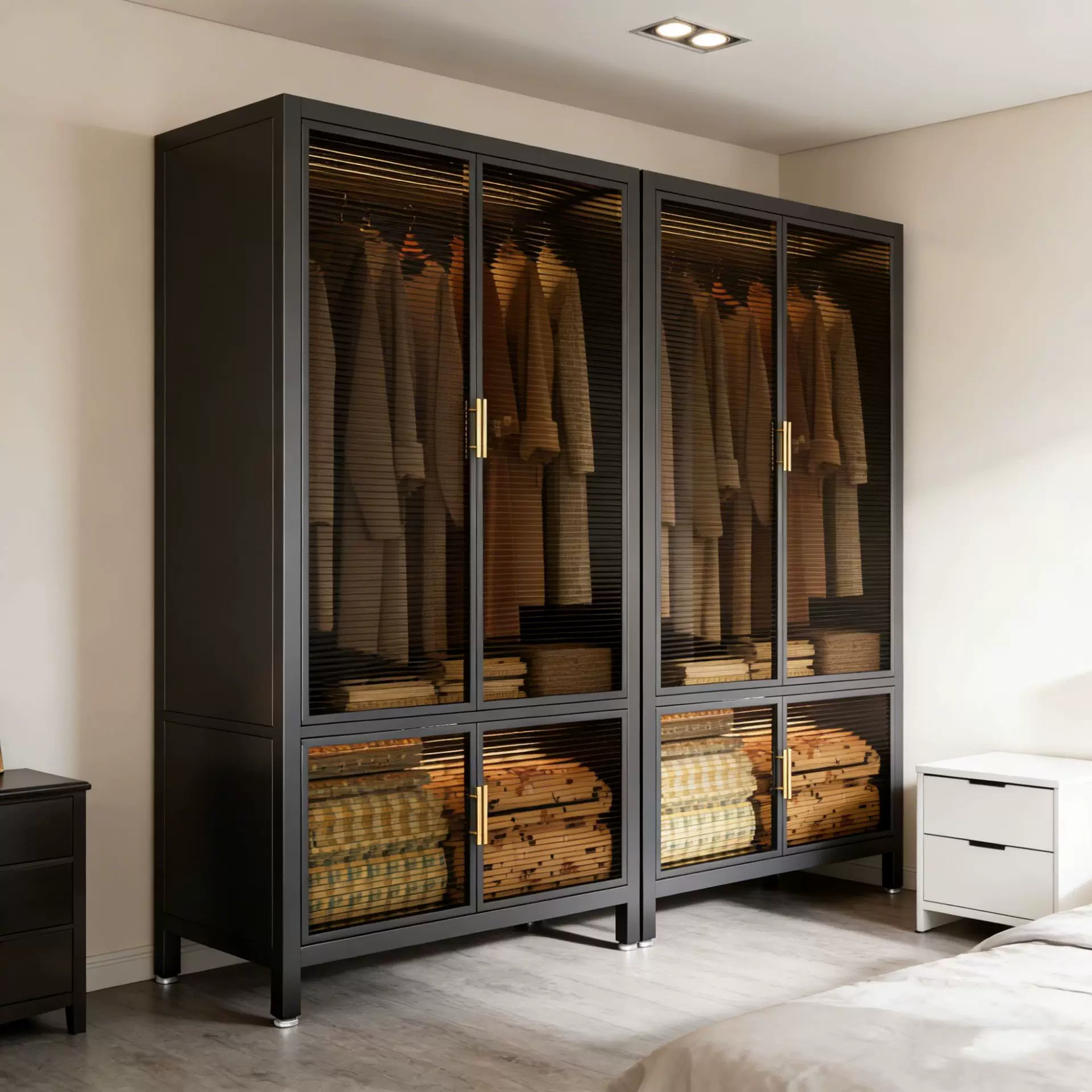 钢制衣柜卧室家用出租房简易组装铁皮金属环保组合衣帽间宝宝衣柜