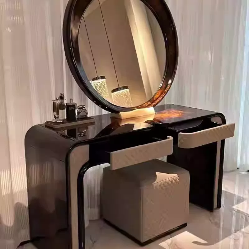 意式Ben tley宾利时尚高档树瘤亮光女神范整套梳妆台