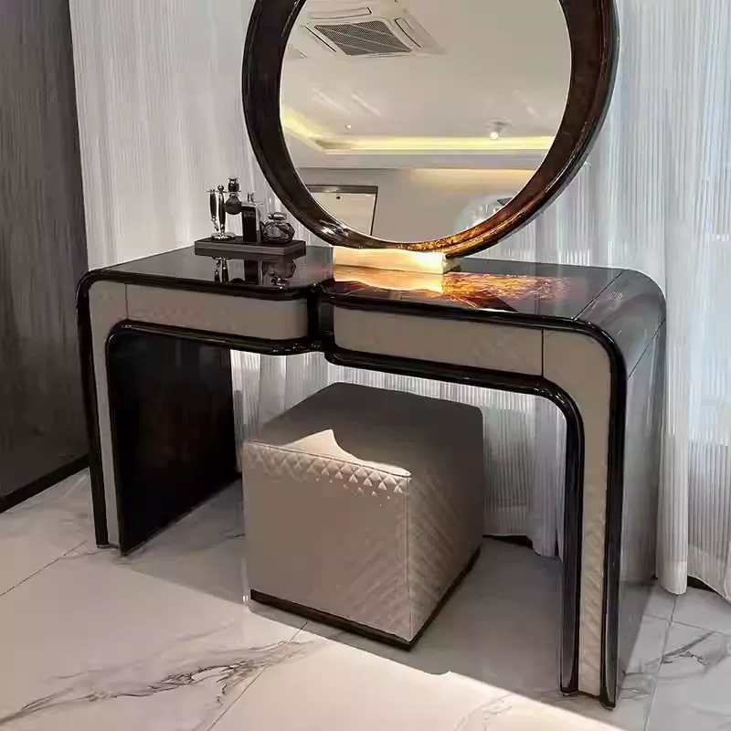 意式Ben tley宾利时尚高档树瘤亮光女神范整套梳妆台