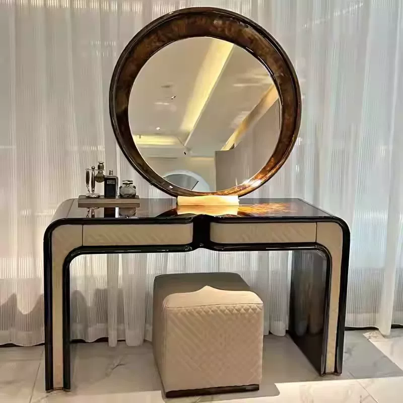 意式Ben tley宾利时尚高档树瘤亮光女神范整套梳妆台