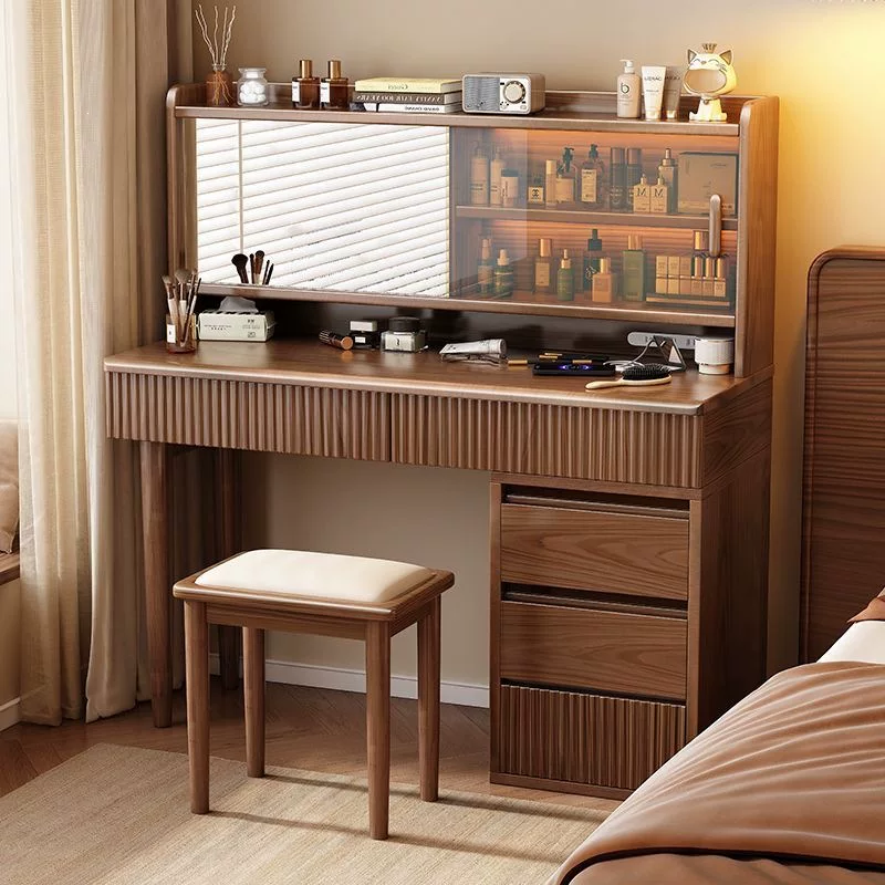 实木梳妆台小户型带柜收纳一体化妆桌卧室简约现代中式斗柜化妆台