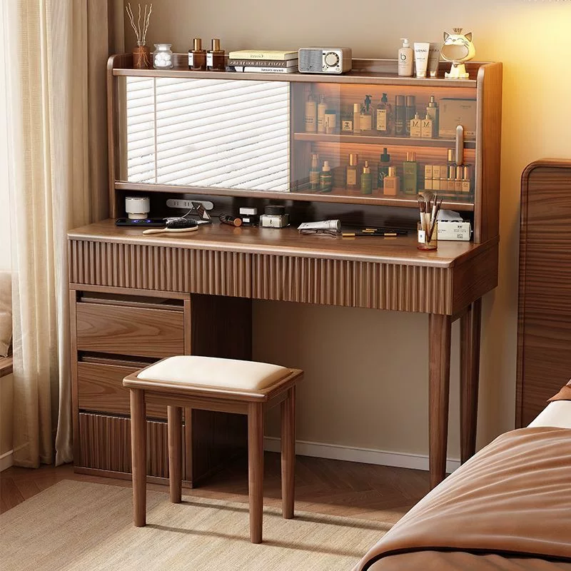 实木梳妆台小户型带柜收纳一体化妆桌卧室简约现代中式斗柜化妆台