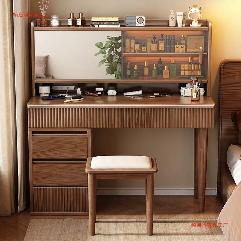 实木梳妆台小户型带柜收纳一体化妆桌卧室简约现代中式斗柜化妆台