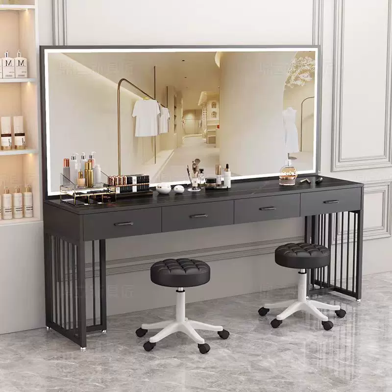 影楼化妆台专用带灯婚纱店美容院学校理发店化妆师化妆桌梳妆台桌