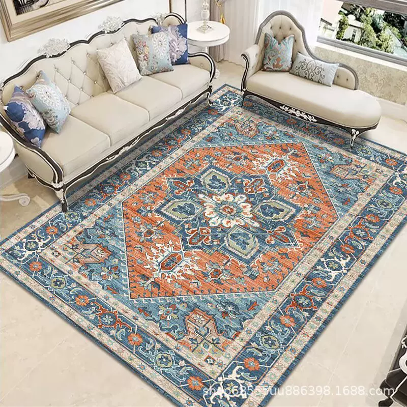 跨境TEMU波斯地毯水洗仿羊绒加厚客厅地毯沙发地毯卧室床边毯