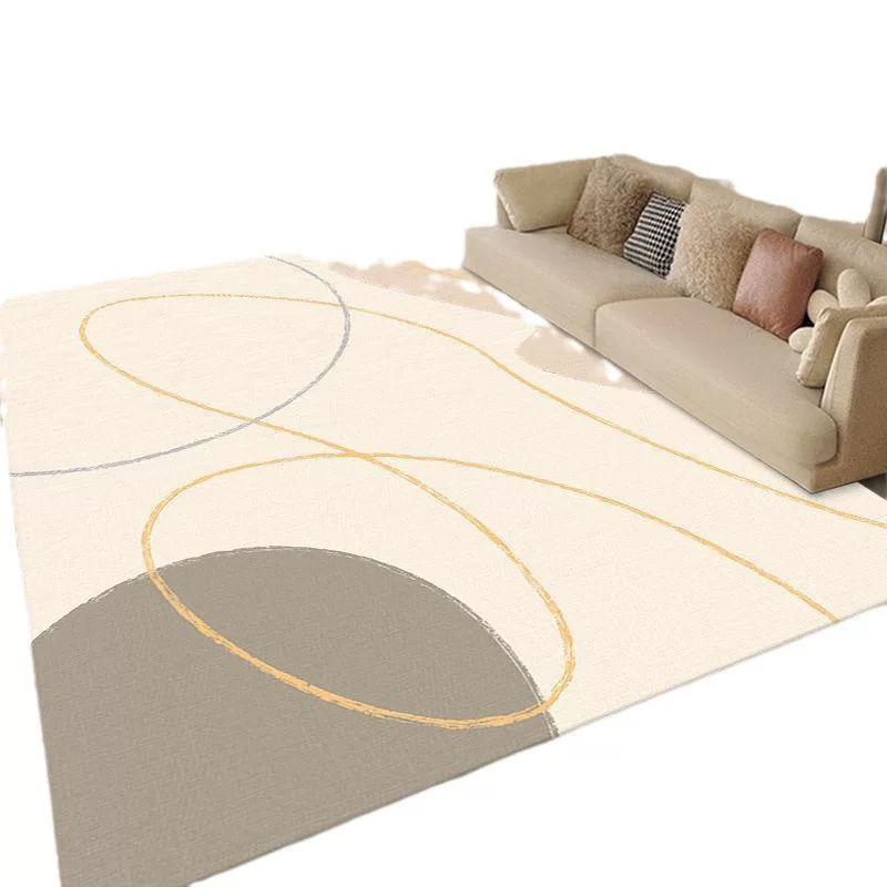 现代侘寂风大尺寸家用地毯客厅卧室防滑地垫静音易打理水晶绒地毯