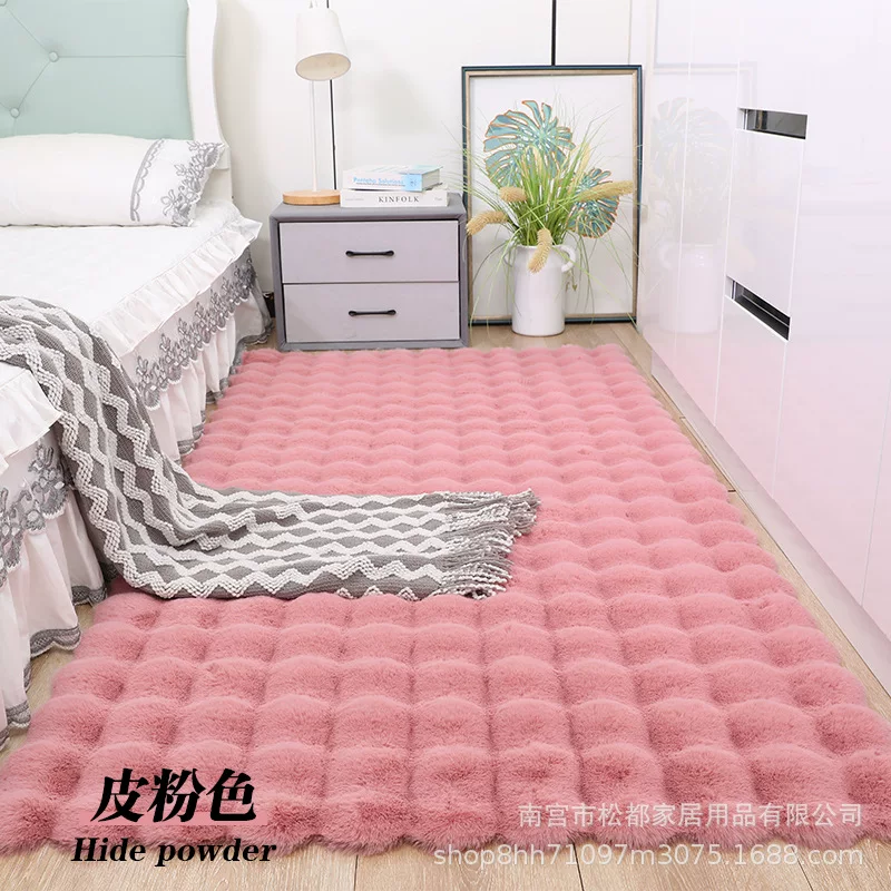 毛绒地毯地垫窗台卧室阳台泡泡绒床边毯沙发垫仿兔毛毯子跨境专供