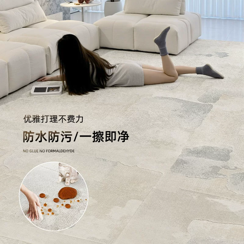 现代简约轻奢高级感地毯灰色耐脏易打理极简防水防滑免洗地垫定制