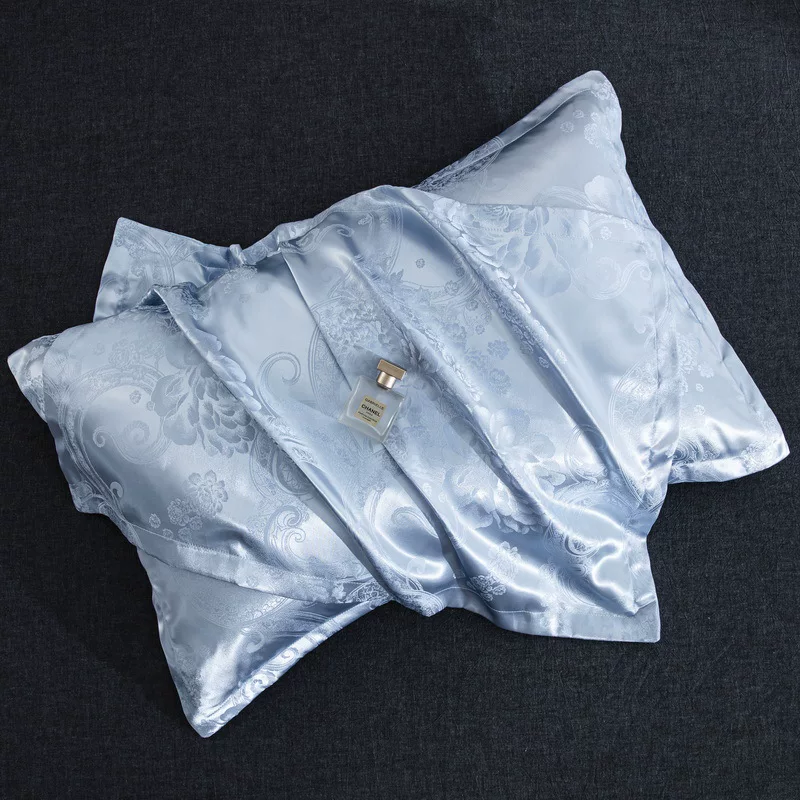 三只松鼠欧式高档贡缎提花枕套成人枕头套枕芯套48×74cm柔软