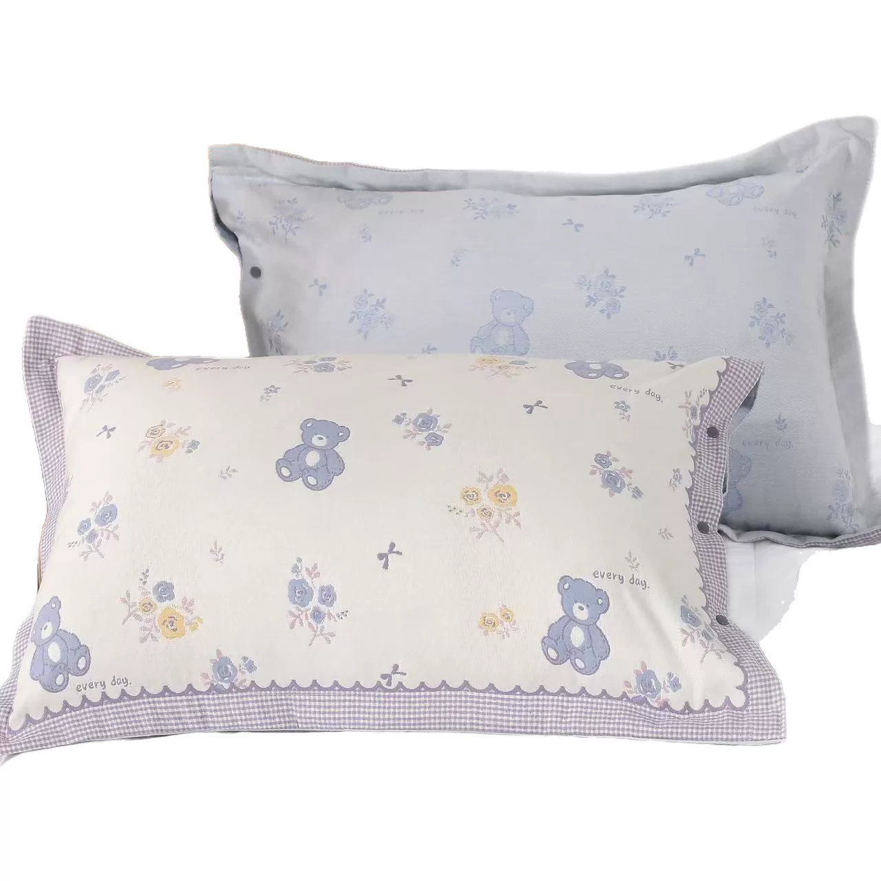 卡通纱布暗扣成人水洗枕头套卡通纯棉加厚轻奢简约全棉高端家用柔