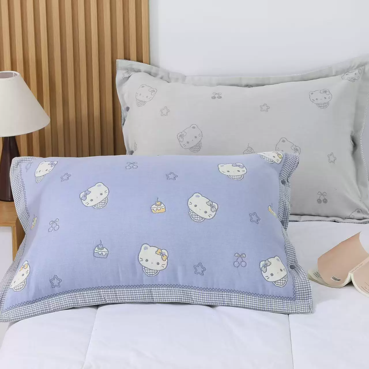 卡通纱布暗扣成人水洗枕头套卡通纯棉加厚轻奢简约全棉高端家用柔