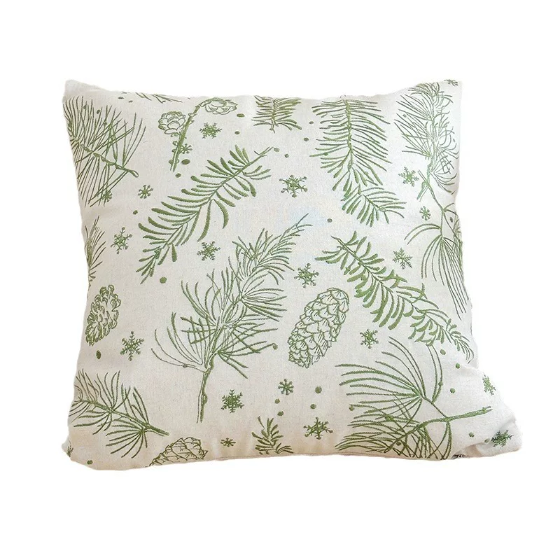 枕套树叶绣花2022夏季现代简约风单人刺绣抱枕套一件代发不含芯