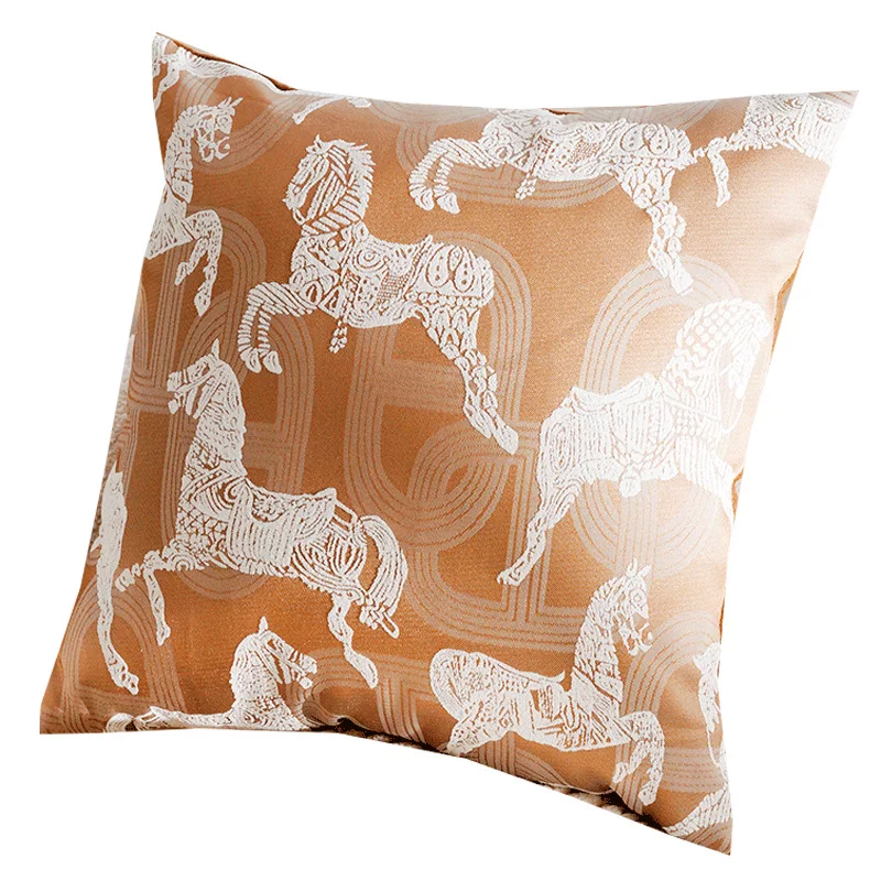 棕色中古风轻奢法式高级沙发抱枕套新中式简约靠枕床头靠垫靠背
