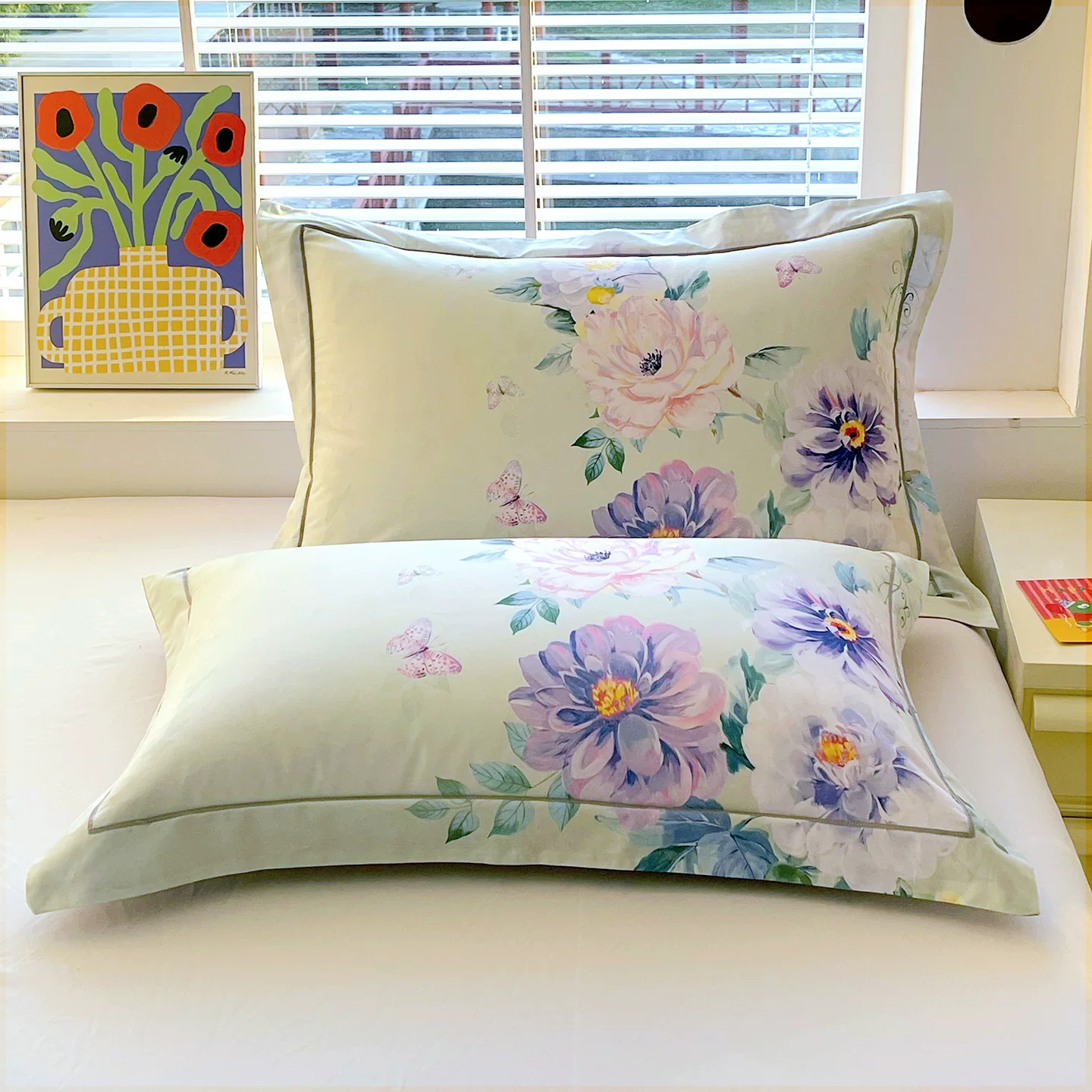 全棉枕套一对装纯棉高档枕头套大版花枕套花卉枕袋单人家用商超