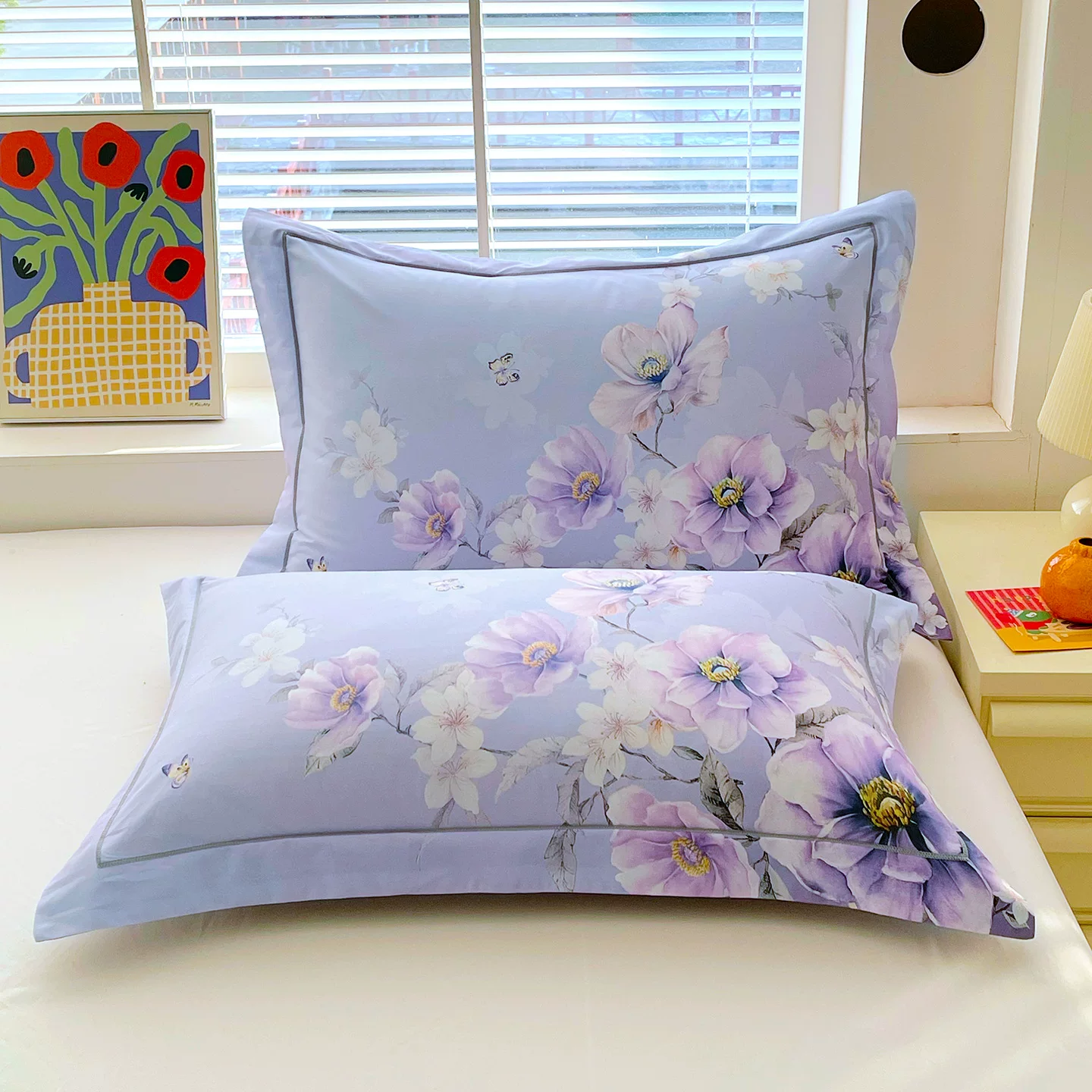 全棉枕套一对装纯棉高档枕头套大版花枕套花卉枕袋单人家用商超