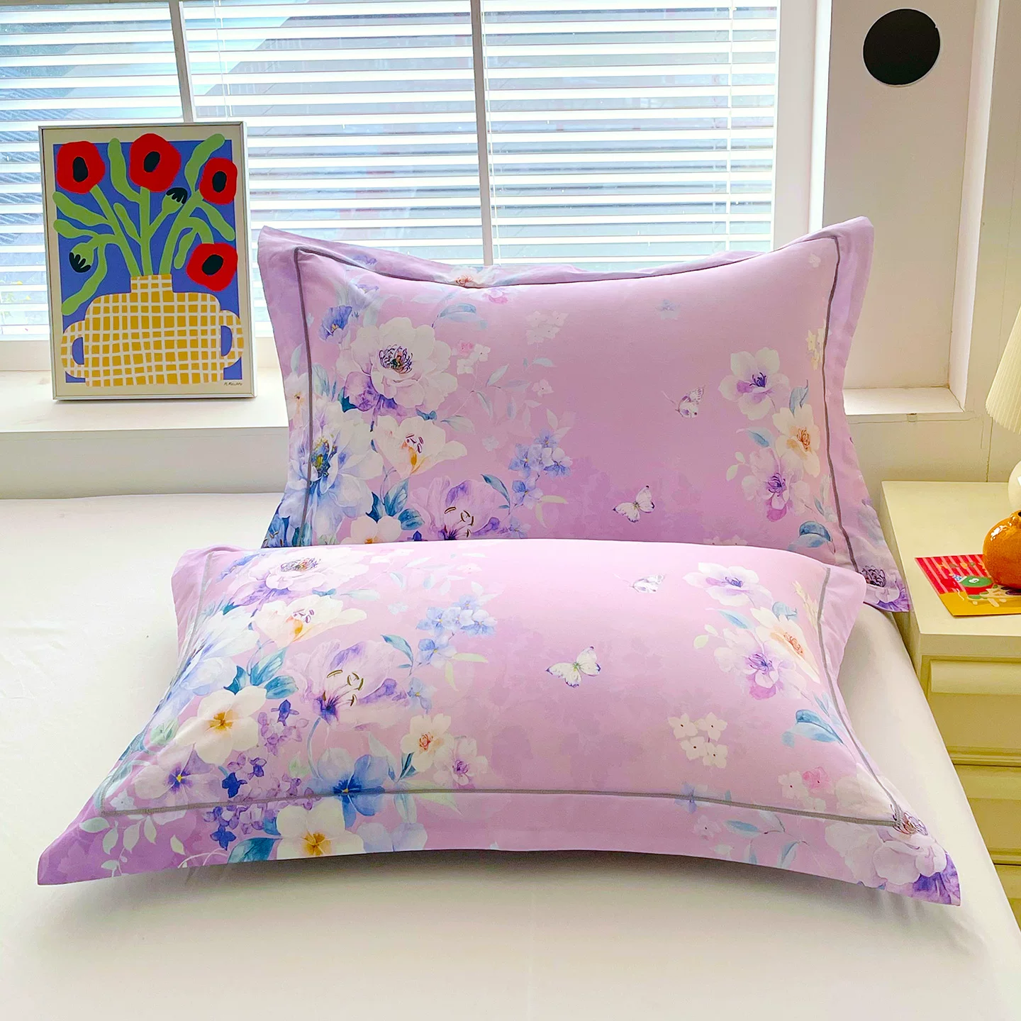 全棉枕套一对装纯棉高档枕头套大版花枕套花卉枕袋单人家用商超