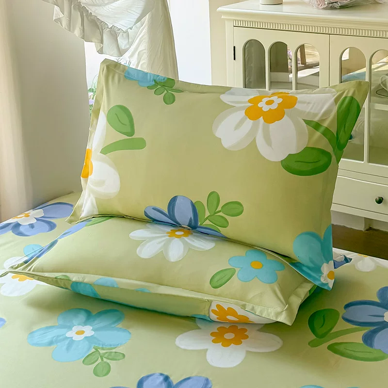 水洗棉枕套一对磨毛枕头套单一只刺绣高级居家宿舍枕皮48*74cm