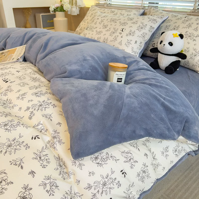冬季牛奶绒被套保暖加绒加厚单被套学生宿舍保暖裸睡亲肤舒适被罩