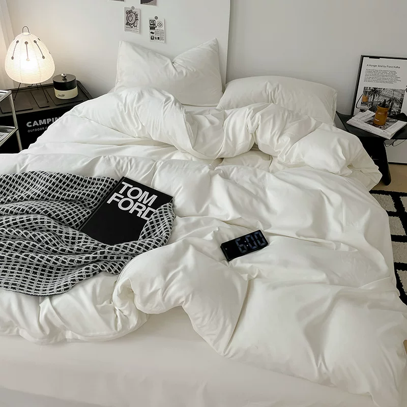 纯色四件套床单被套被罩学生宿舍单人床上用品三件套批发外贸跨境