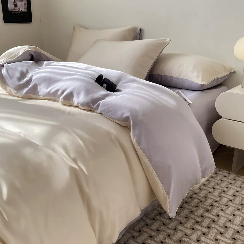 纯色冰丝四件套凉感床单单件被套夏天宿舍三件套夏季床上用品