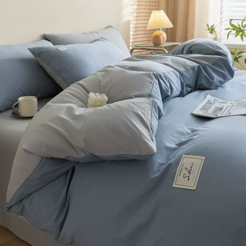 水洗棉纯棉被套单件全棉床单被罩150x200x230单人宿舍三件套夏季