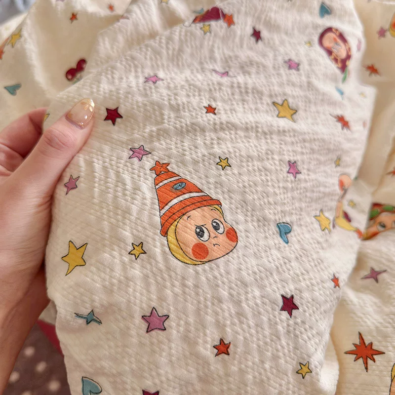 全棉裸睡泡芙床上四件套ins卡通纯棉小清新床单笠被罩宿舍三件套