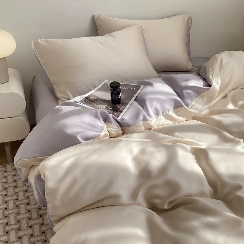 纯色冰丝四件套凉感床单单件被套夏天宿舍三件套夏季床上用品