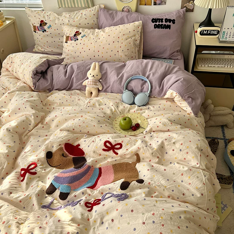 A类床上用品四件套纯棉全棉床单被套被罩床笠学生宿舍三件套4四季