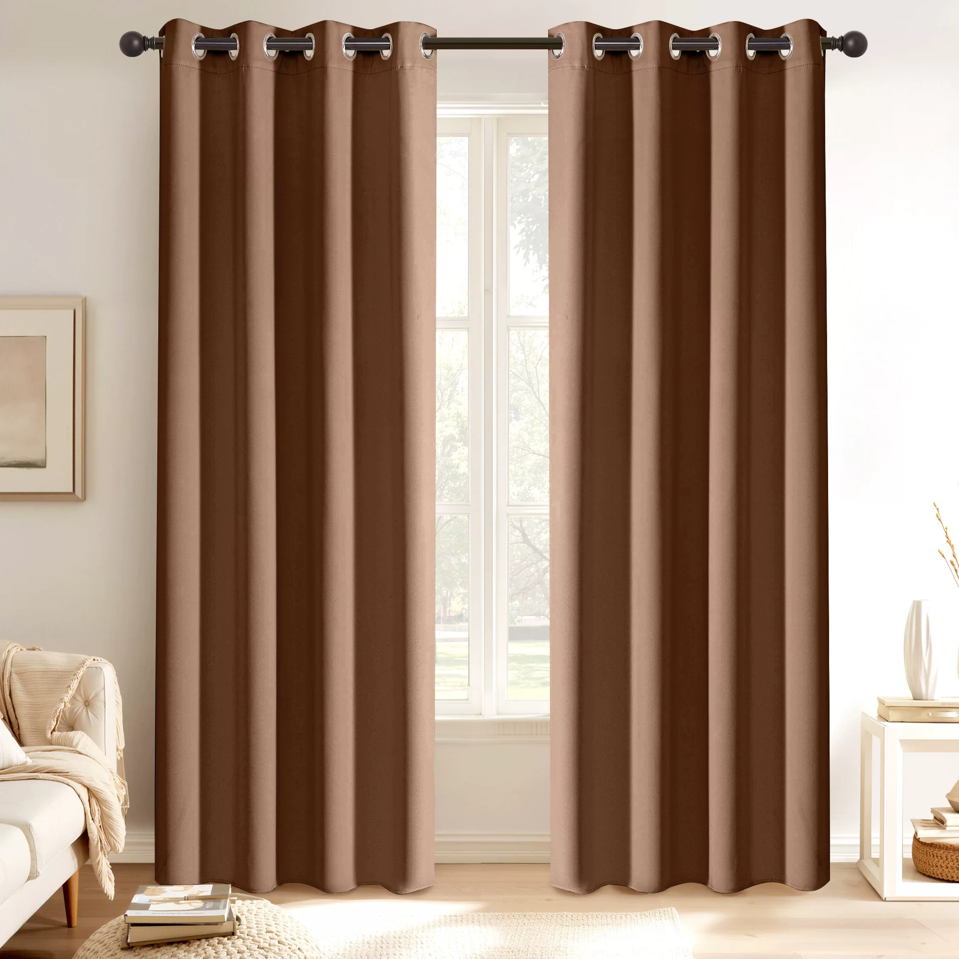 跨境专供高精密高遮光纯色成品窗帘布柯桥外贸窗帘现货curtains