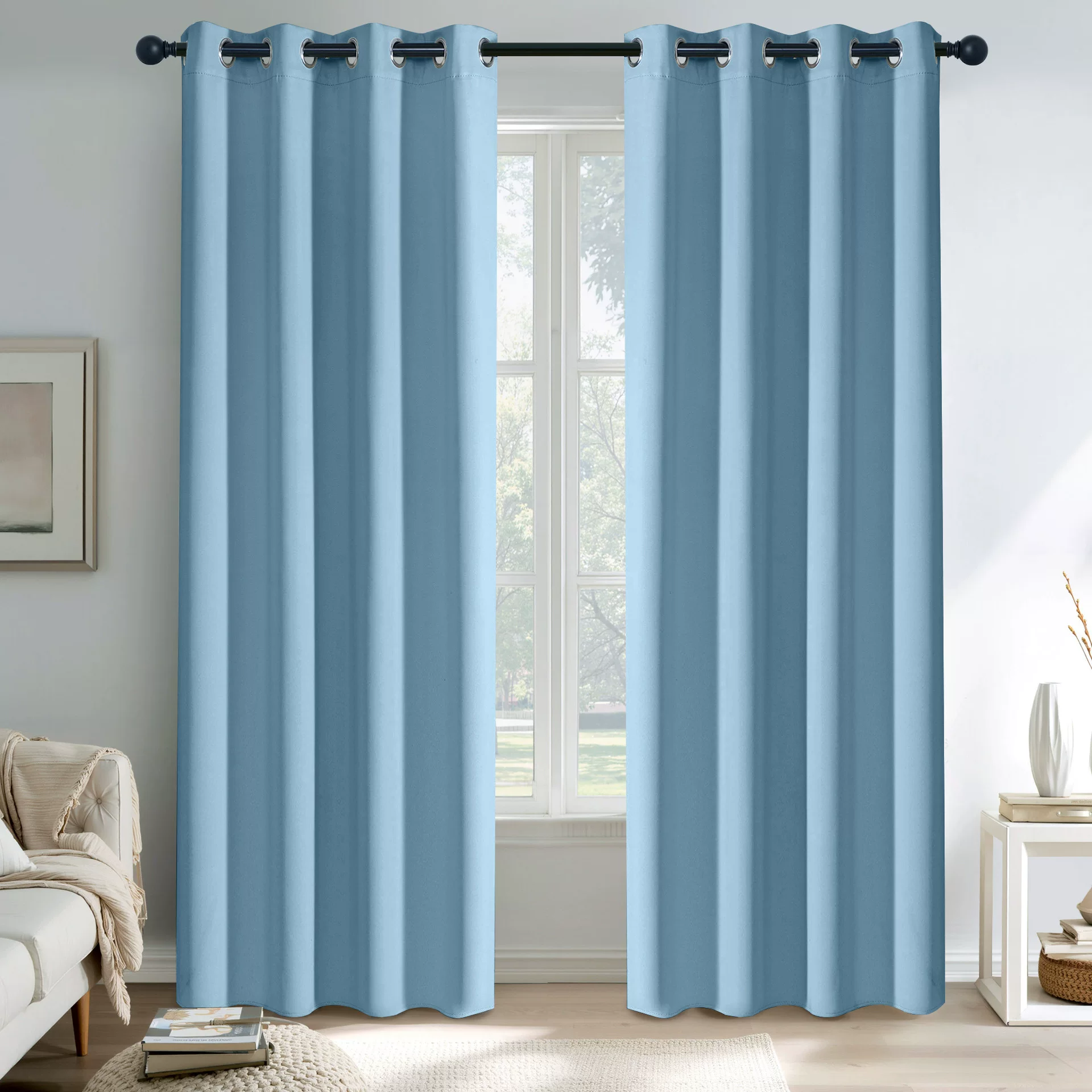 跨境专供高精密高遮光纯色成品窗帘布柯桥外贸窗帘现货curtains