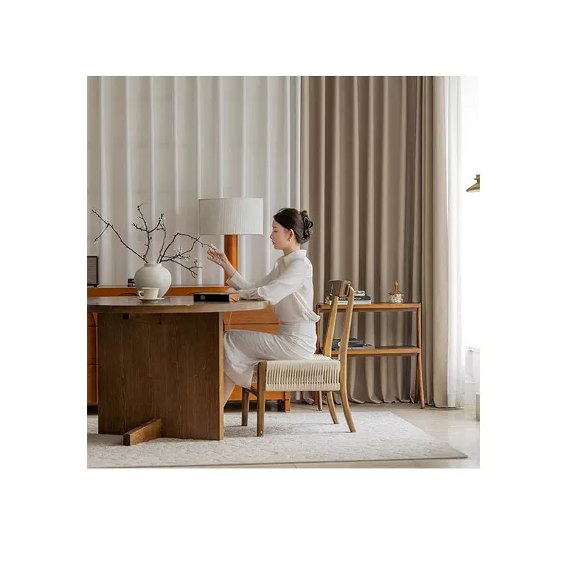 欧式太古里亚麻窗帘遮光新中式简约客厅半遮光棉麻静音卧室窗帘布