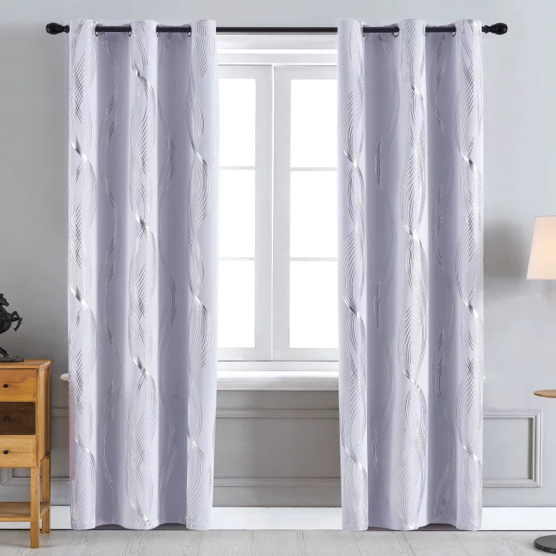 绍兴窗帘批发加厚无光烫银成品遮光窗帘隔热隔音跨境窗帘布curtai