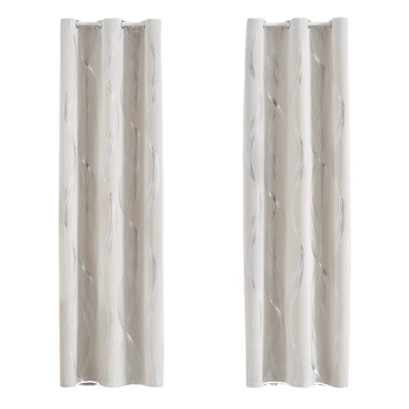 绍兴窗帘批发加厚无光烫银成品遮光窗帘隔热隔音跨境窗帘布curtai