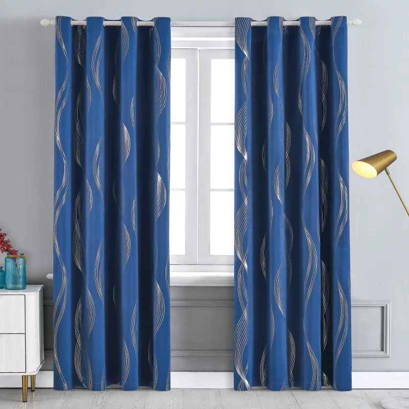 绍兴窗帘批发加厚无光烫银成品遮光窗帘隔热隔音跨境窗帘布curtai