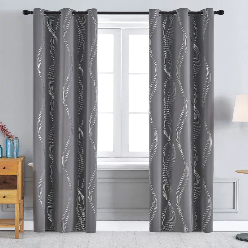 绍兴窗帘批发加厚无光烫银成品遮光窗帘隔热隔音跨境窗帘布curtai