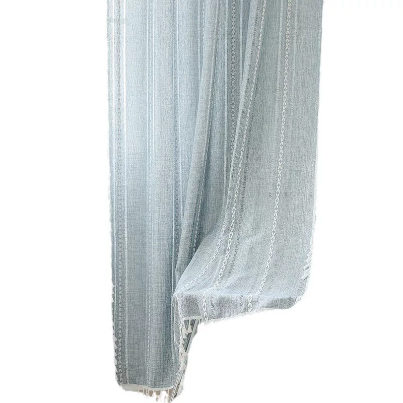 英创窗帘成品批发文艺仿棉麻半遮光窗帘布卧室飘窗阳台现货