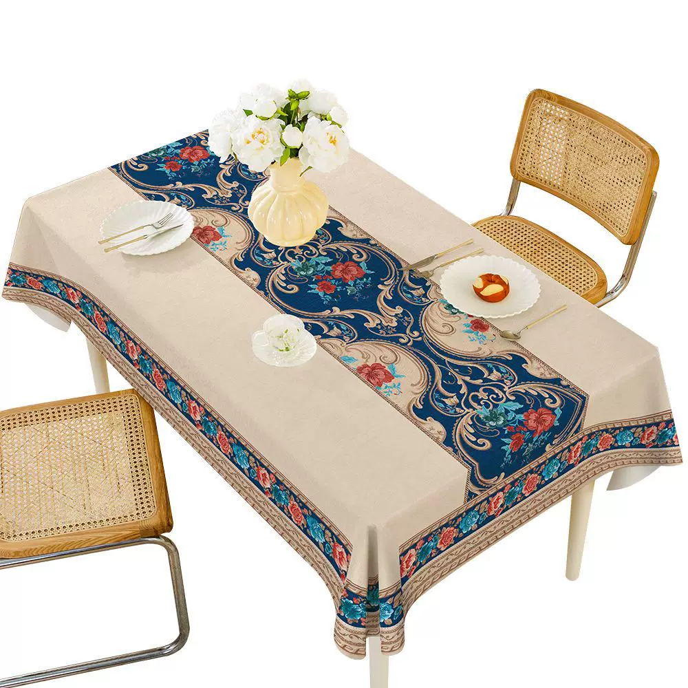 俄罗斯中亚民族风长方形桌布防水防油免洗家用pvc茶几餐桌布批发