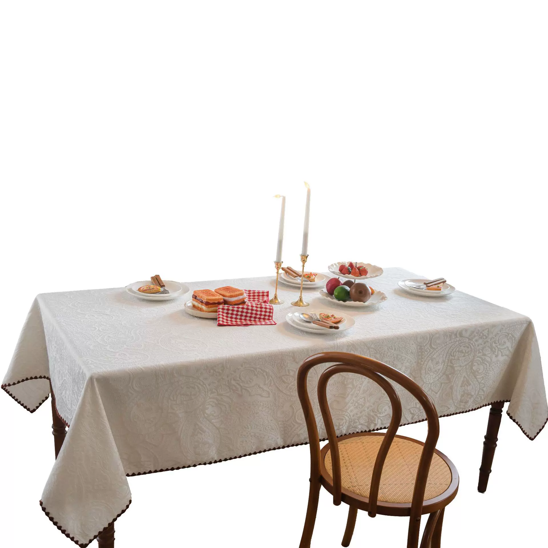 伊缦琪韵氛围感立体提花餐桌布法式轻奢纯色桌布节日装饰茶几布