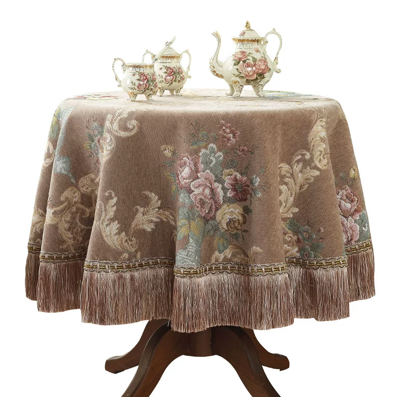 跨境热卖欧式古典提花桌布流苏装饰台布客厅餐桌家用椅垫代发批发