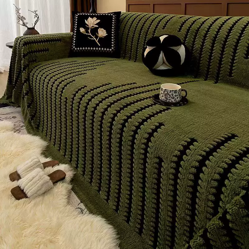 毛绒沙发盖布秋冬加厚防滑沙发巾轻奢高级感一片式坐垫全包套罩毯