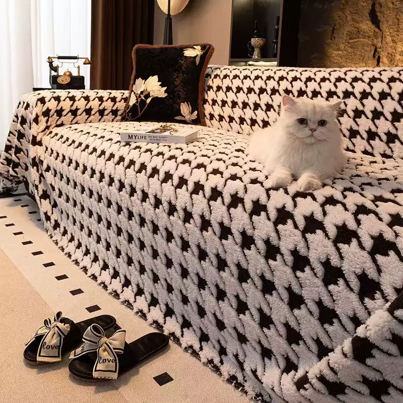 2025新款秋冬款舒棉绒沙发盖布巾防滑沙发套罩加厚冬季毛绒沙发毯