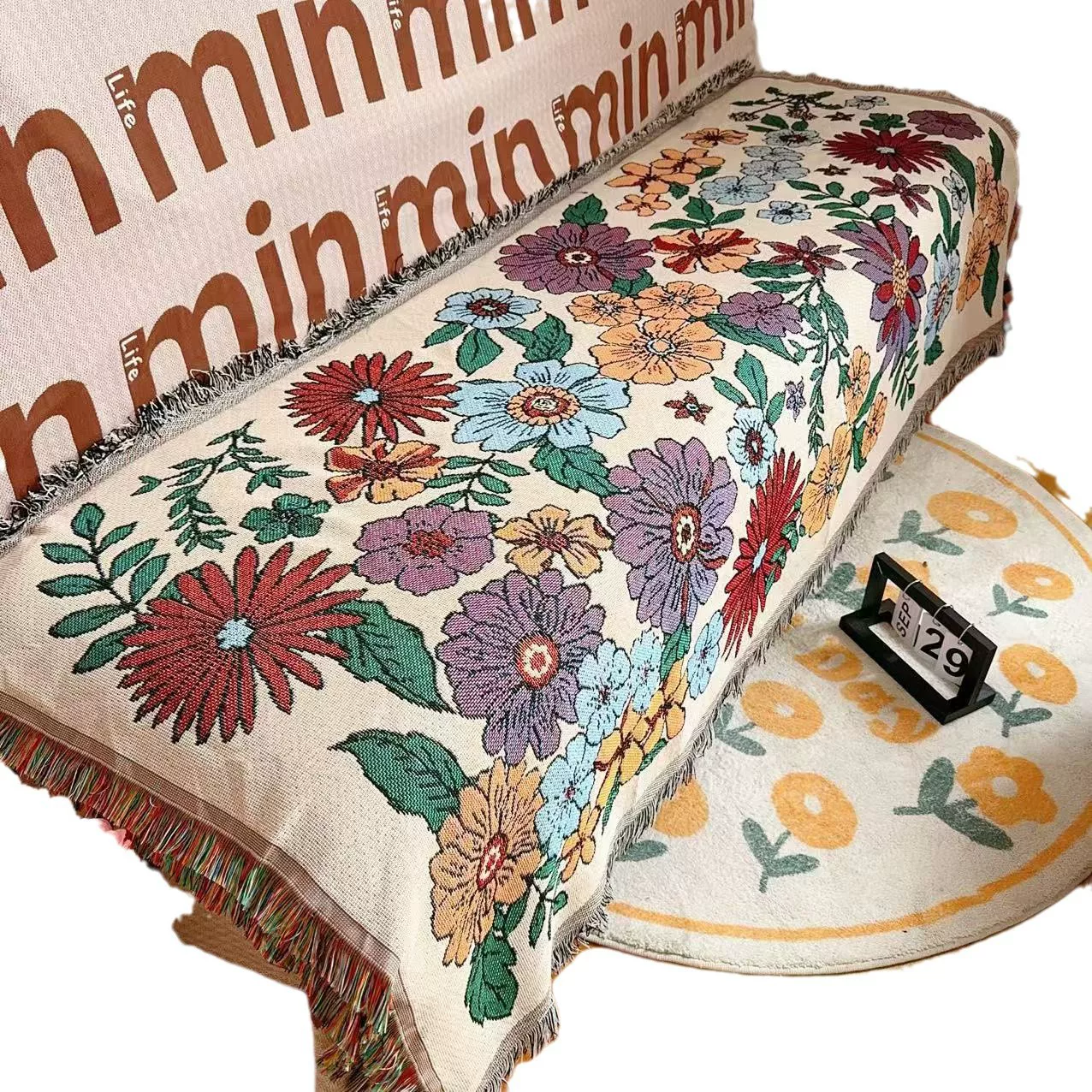 90*180cm法式罗曼蒂克沙发巾沙发垫防尘罩盖巾单人沙发套巾装饰毯