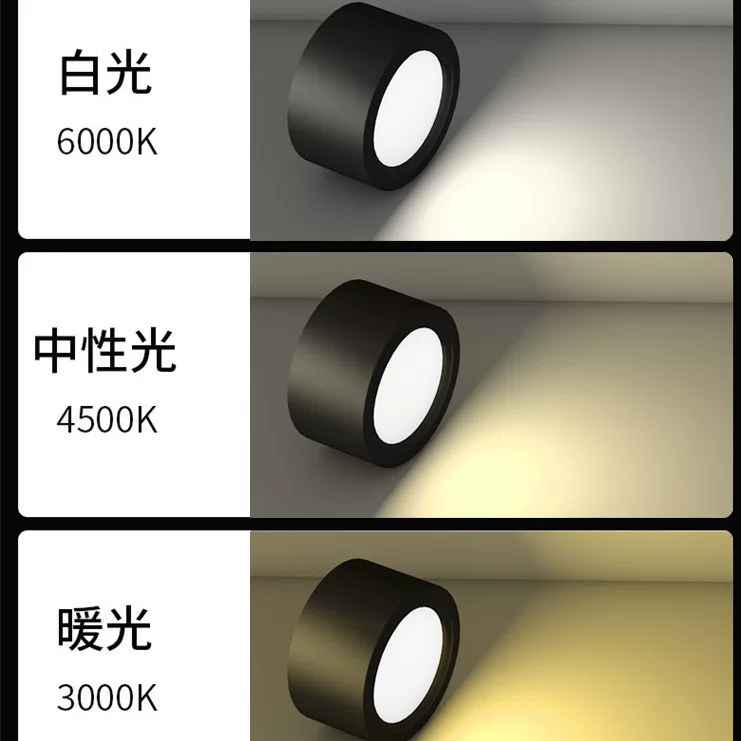 人气led天花圆形高亮筒灯 免开孔吸顶式客厅灯卧室玄关背景店铺灯