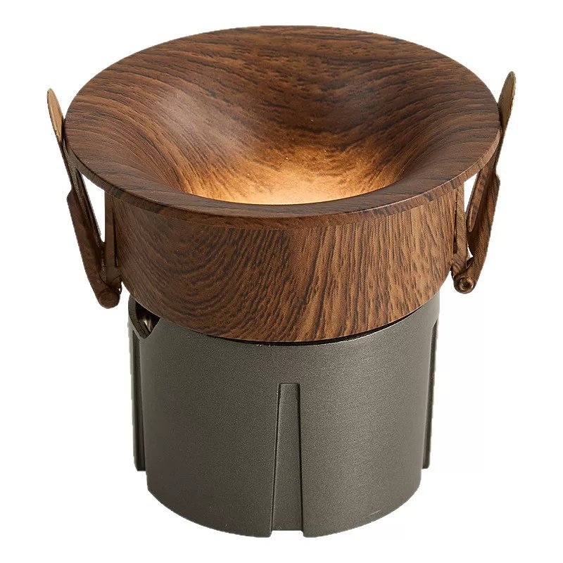 嵌入式筒灯射灯侘寂风复古胡桃木色中古风护眼家用客厅无关天花灯