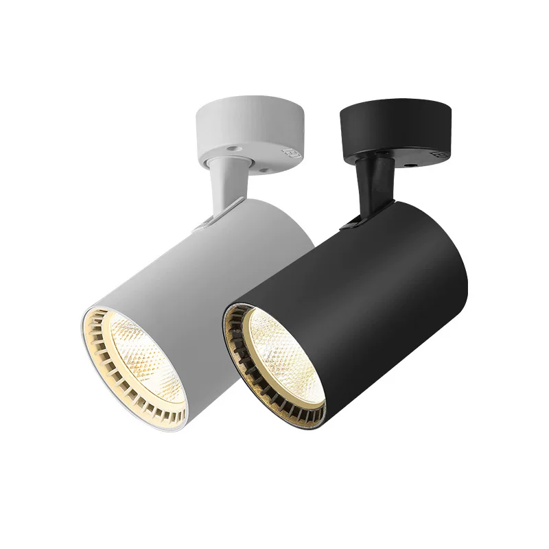 明装射灯可调角度展厅家用小吸顶式轨道灯聚光射灯LED天花灯筒灯